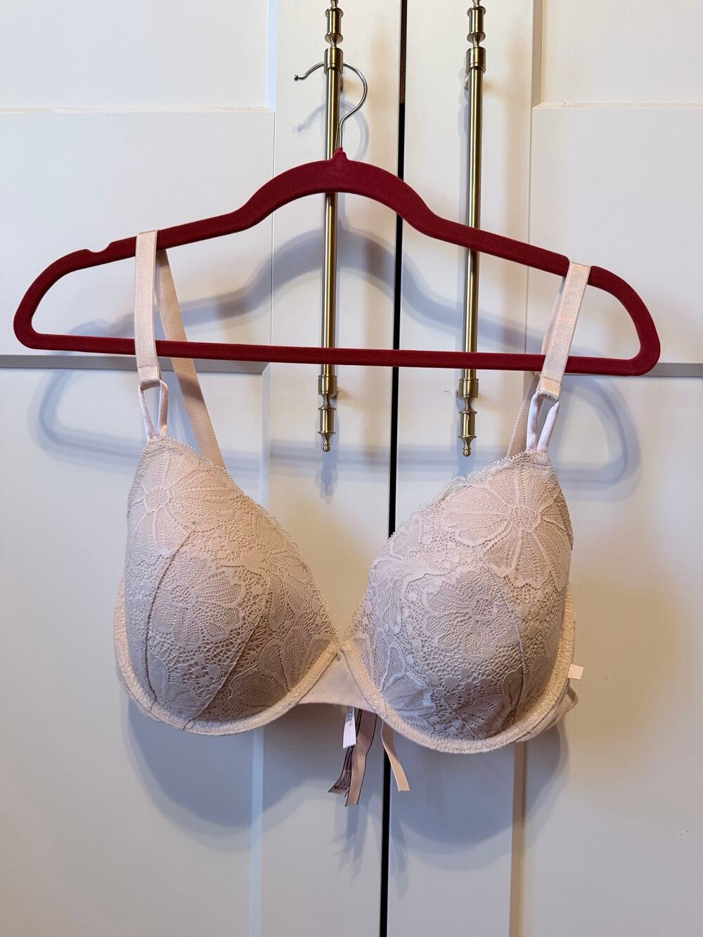victoria's secret beige lace demi bra